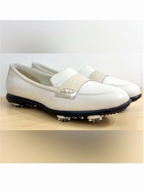 Callaway Women’s Couture Moc Golf Shoes White Tan Leather Loafer Size 7